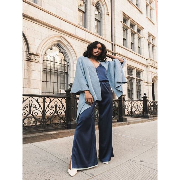 NWT Maison de Papillon Red Pure Cashmere Heavy Knit Rib Knit Cape Womens Size S - Picture 10 of 11